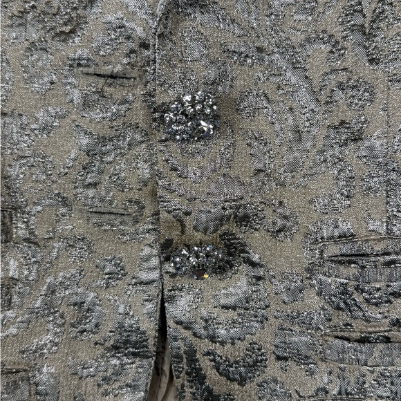 Ruth Metallic Jacquard Tan Gold Jacket Vintage Silk Lined Sz 2 - Picture 2 of 9